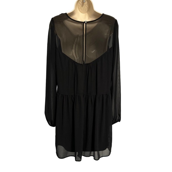 Express Black Long Sleeve Pull over Babydoll Short Dress Size Medium Pre-owned - Picture 4 of 12